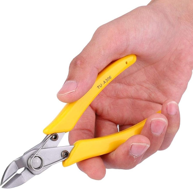 قاطع كابلات ستانلس ستيل احترافي مقاس 6 بوصة، كماشة إلكترونية دقيقة 1.8 مم بمقبض أصفر - Image 5