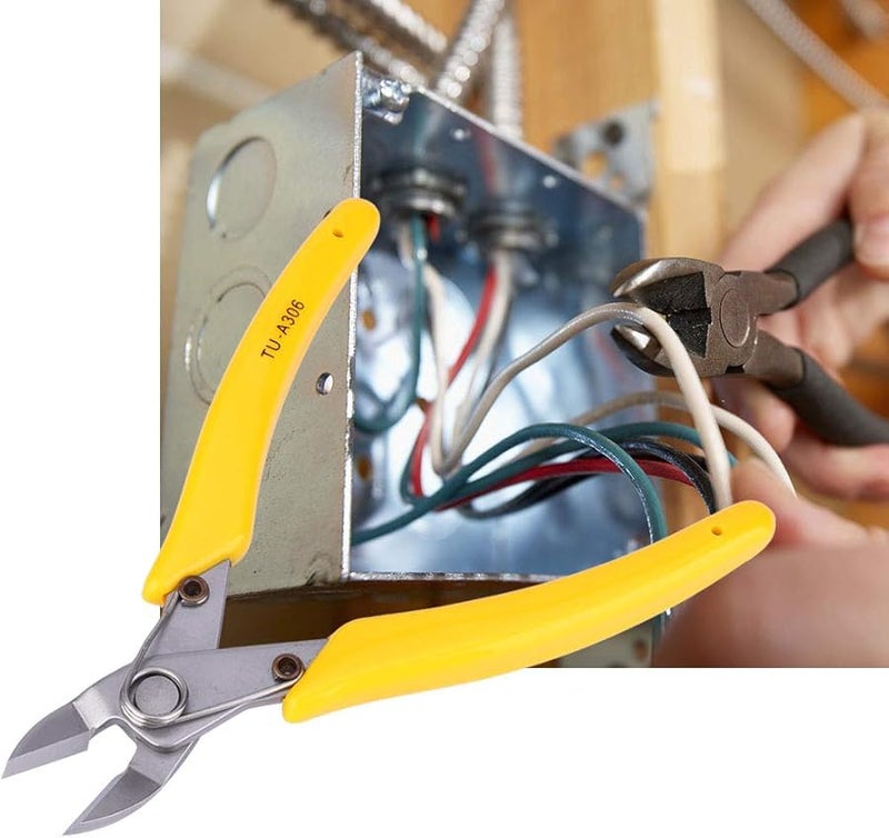 قاطع كابلات ستانلس ستيل احترافي مقاس 6 بوصة، كماشة إلكترونية دقيقة 1.8 مم بمقبض أصفر - Image 3