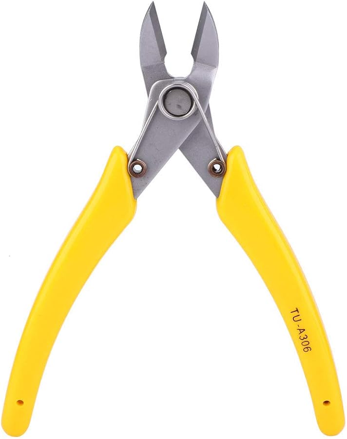 قاطع كابلات ستانلس ستيل احترافي مقاس 6 بوصة، كماشة إلكترونية دقيقة 1.8 مم بمقبض أصفر - Image 1