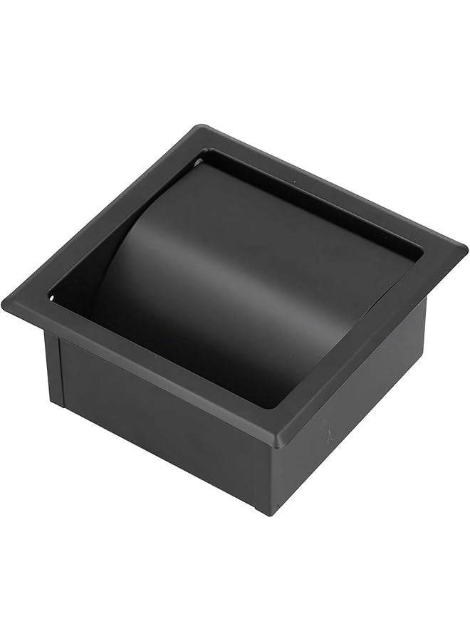 S-TOP Recessed Toilet Paper Holder, Embedded Matte Black Roll Tissue Rack Wall Mounted SUS304 Stainless Steel for Bathroom Kitchen Washroom Hotels Accessories Rear Mounting Bracket Included - Image 1
