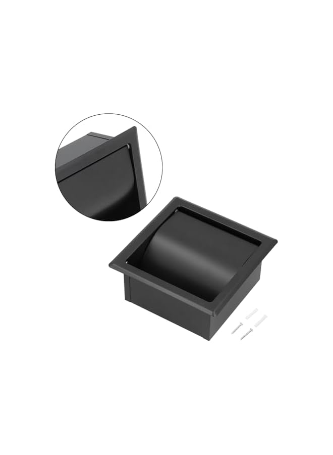 S-TOP Recessed Toilet Paper Holder, Embedded Matte Black Roll Tissue Rack Wall Mounted SUS304 Stainless Steel for Bathroom Kitchen Washroom Hotels Accessories Rear Mounting Bracket Included - Image 3