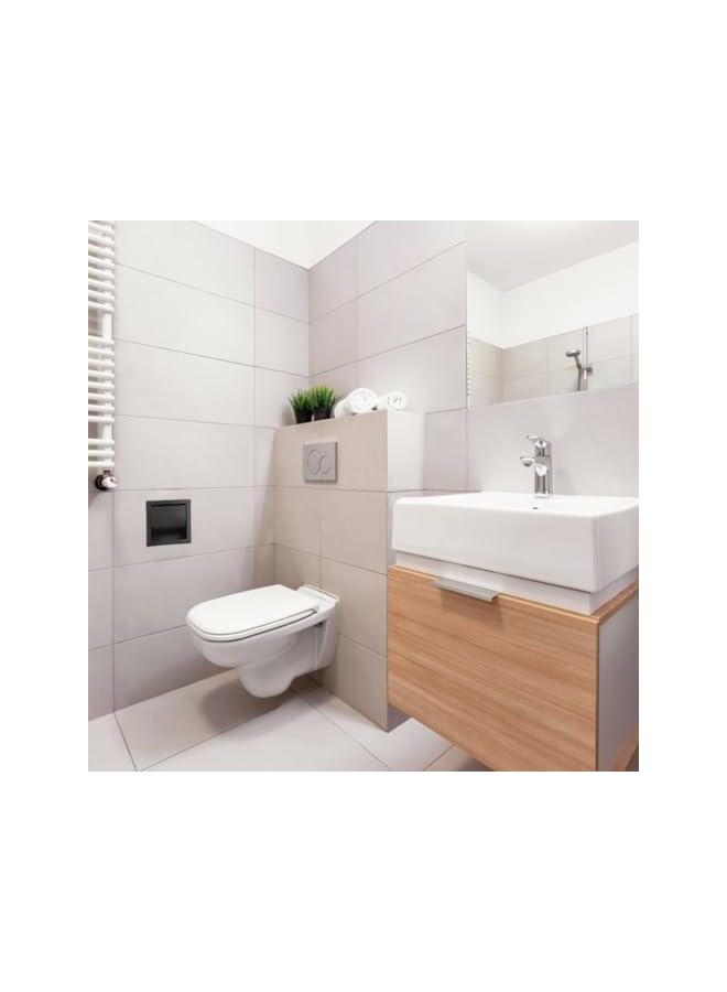 S-TOP Recessed Toilet Paper Holder, Embedded Matte Black Roll Tissue Rack Wall Mounted SUS304 Stainless Steel for Bathroom Kitchen Washroom Hotels Accessories Rear Mounting Bracket Included - Image 2