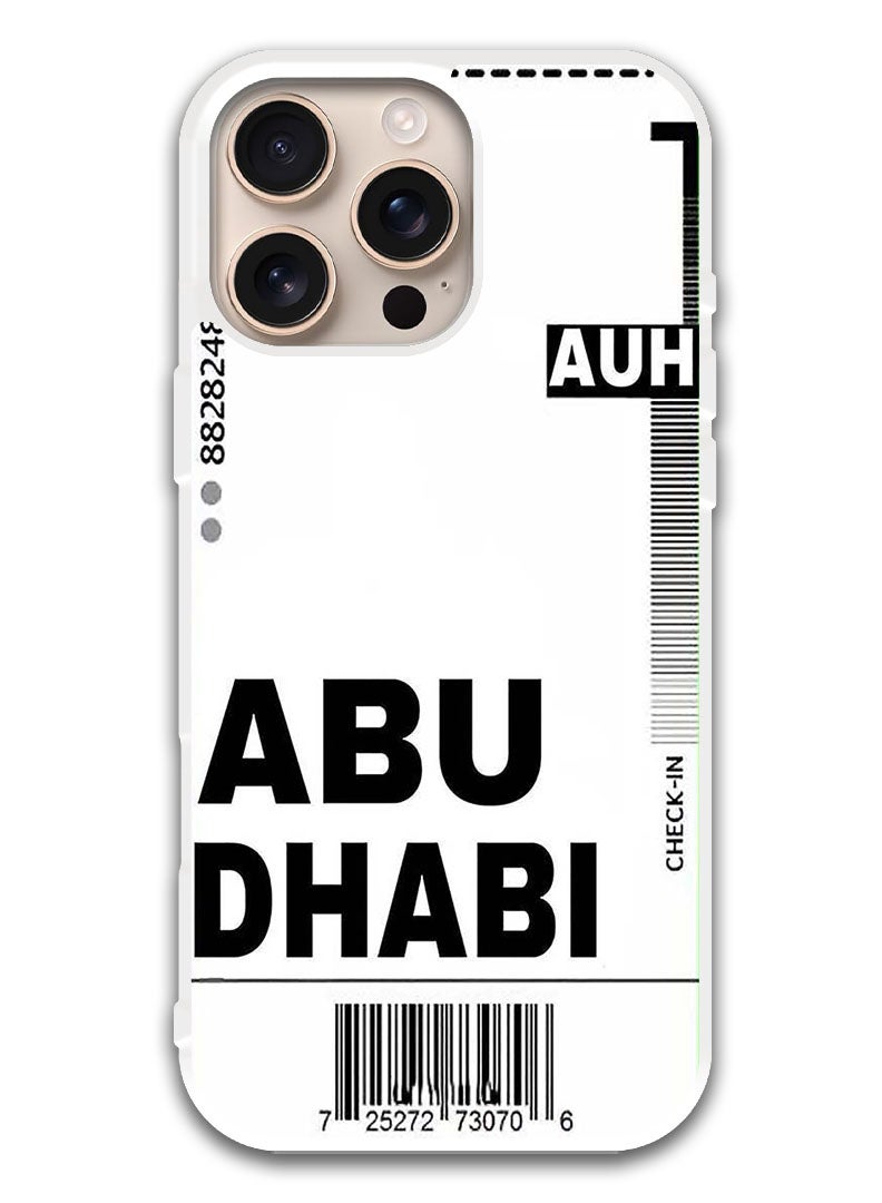 Theodor Protective Case Cover For APPLE IPHONE 16 Pro AUH boarding pass (White Bumper) - Image 1