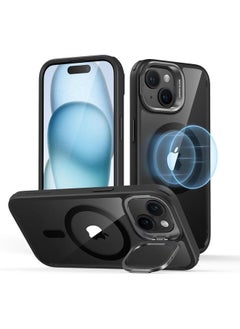 ESR For Iphone 15 Plus Case Cover Compatible With Magsafe Military Grade Protective Case Built In Stash Stand Phone Case Scratch Resistant Back Cover Classic Series Clear Black  - Image 1