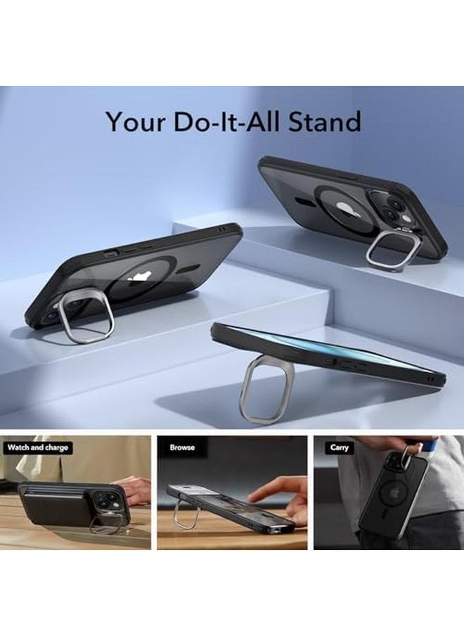ESR - For Iphone 15 Plus Case Cover Compatible With Magsafe Military Grade Protective Case Built In Stash Stand Phone Case Scratch Resistant Back Cover Classic Series Clear Black - Image 1