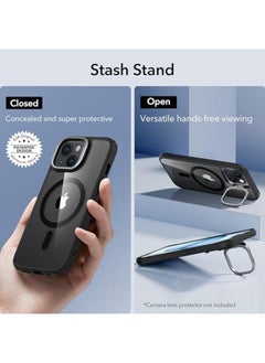 ESR For Iphone 15 Plus Case Cover Compatible With Magsafe Military Grade Protective Case Built In Stash Stand Phone Case Scratch Resistant Back Cover Classic Series Clear Black  - Image 4