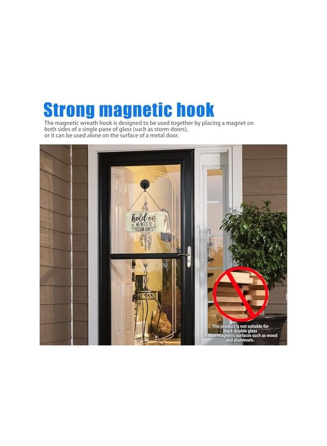 PROMASS promass Magnetic Hooks, Hanger Heavy Duty Front Door Hanging Tool, Damage Free Hooks for Hanging, for Cruise，Kitchen, Home, Workplace, Office and Garage, Glass Doors Storm Doors (2 Pcs, Black)  - Image 2