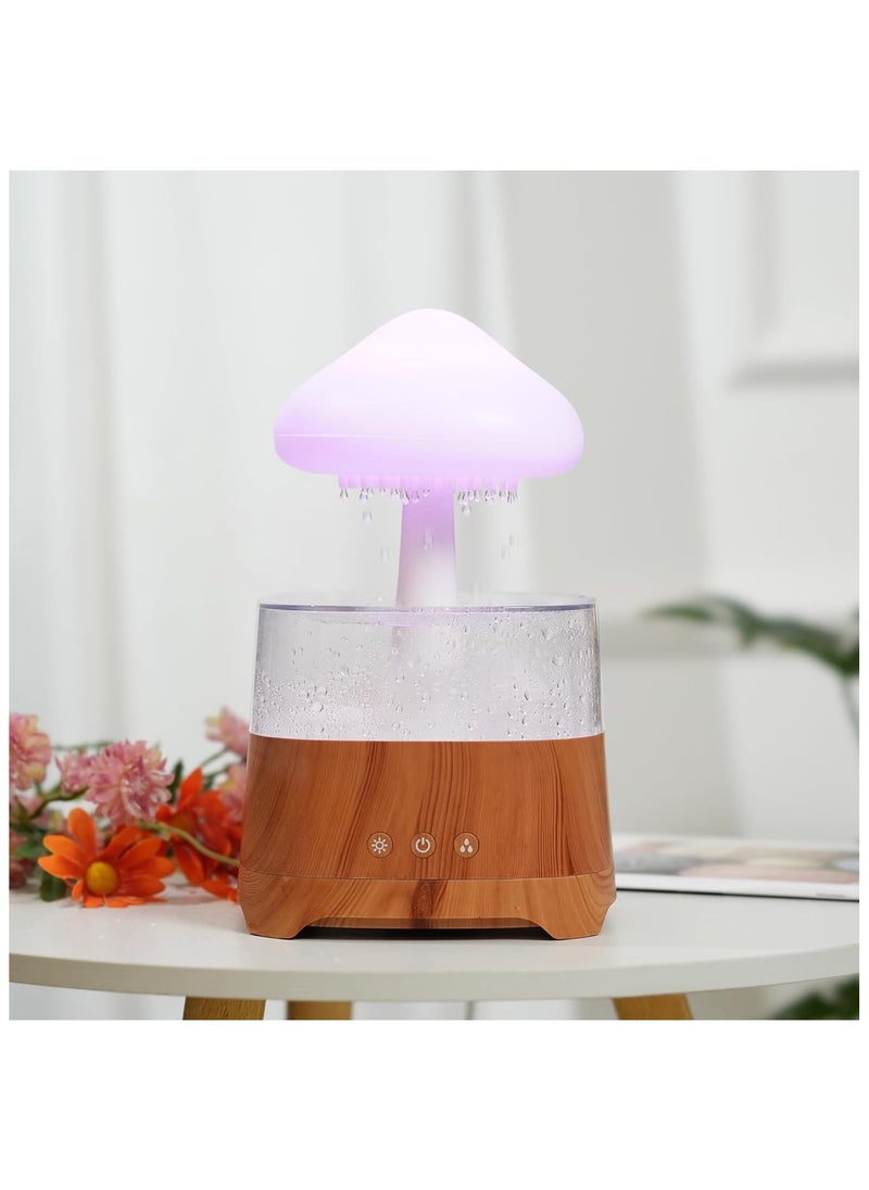 Rain Cloud Humidifier Water Drip,450ml Rain Cloud Diffuser,Mushroom Diffuser Humidifier, with 7 Colors LED Lights and Remote, USB Chargeable, for Sleeping Relaxing Mood (B)  - Image 3