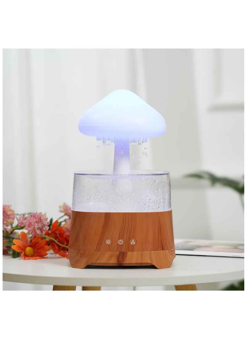 Rain Cloud Humidifier Water Drip,450ml Rain Cloud Diffuser,Mushroom Diffuser Humidifier, with 7 Colors LED Lights and Remote, USB Chargeable, for Sleeping Relaxing Mood (B)  - Image 1