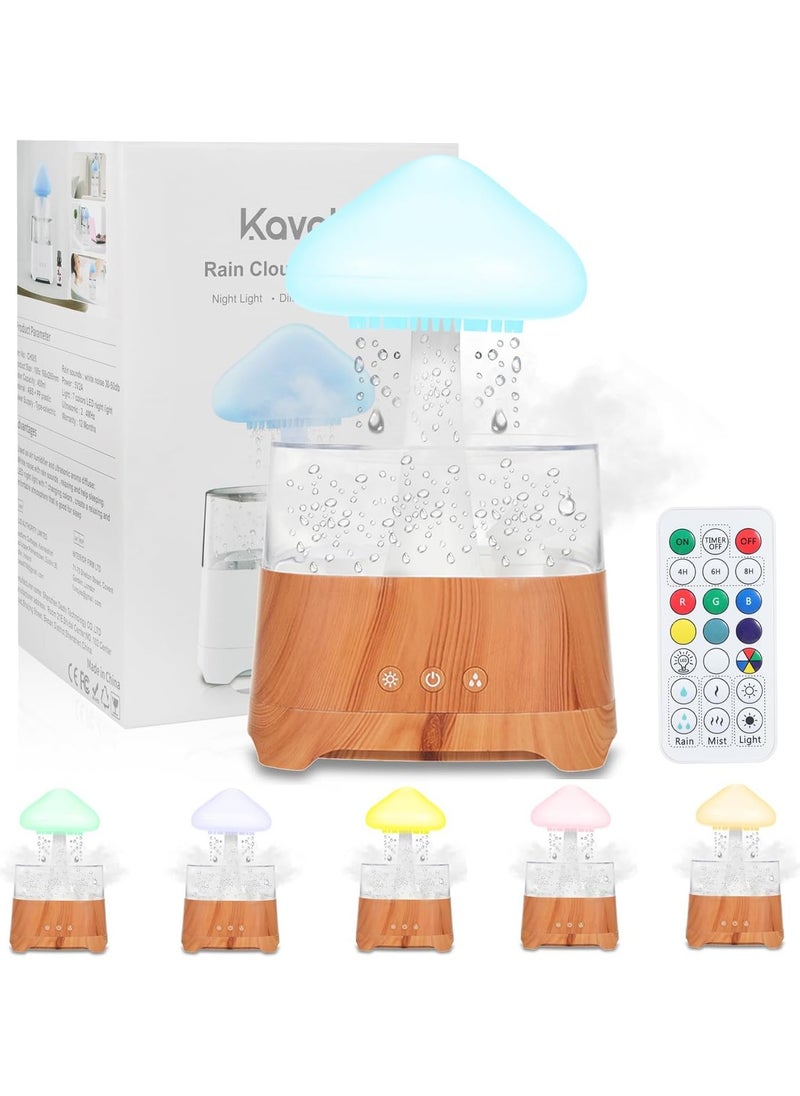 Rain Cloud Humidifier Water Drip,450ml Rain Cloud Diffuser,Mushroom Diffuser Humidifier, with 7 Colors LED Lights and Remote, USB Chargeable, for Sleeping Relaxing Mood (B)  - Image 4