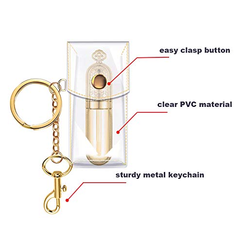 DGQ Clip-on Sleeve Chapstick Pouch Keychain Lipstick Holder 1 PC Clear Lipstick Case Holder Plastic Cosmetic Storage Kit Makeup Travel Cases Organizer Bag - Image 2