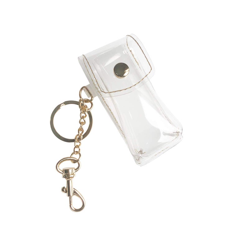 DGQ Clip-on Sleeve Chapstick Pouch Keychain Lipstick Holder 1 PC Clear Lipstick Case Holder Plastic Cosmetic Storage Kit Makeup Travel Cases Organizer Bag - Image 1