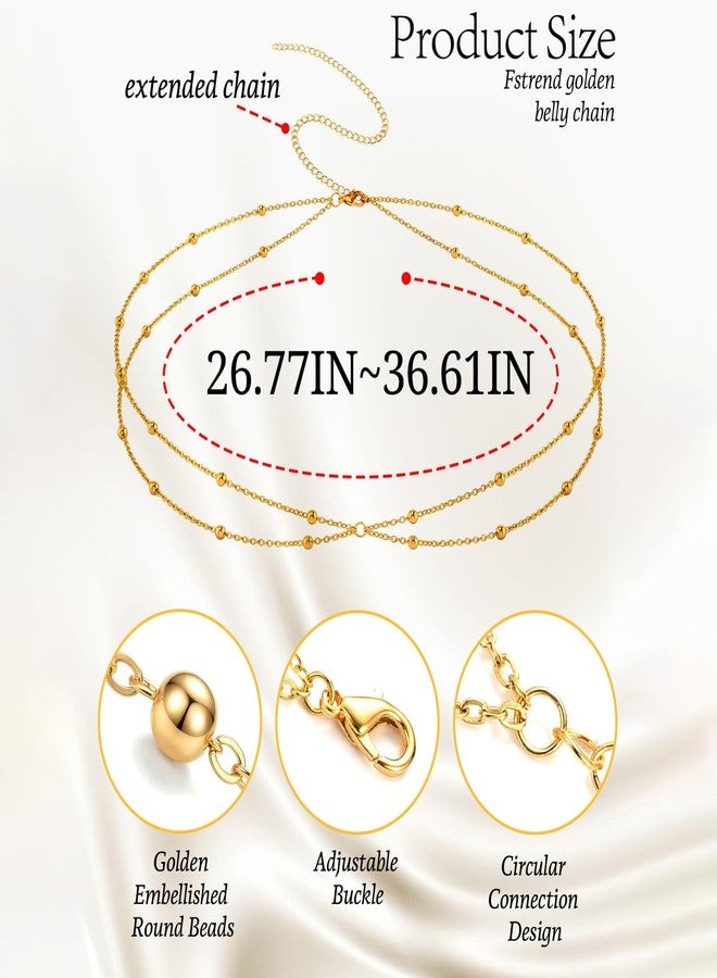 Fstrend Gold Waist Chain, Fashion Adjustable Pearl Body Chains, Beach Accessories for Women (B) - Image 3