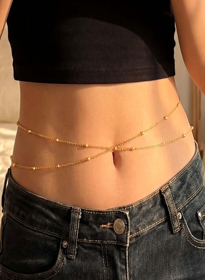 Fstrend Gold Waist Chain, Fashion Adjustable Pearl Body Chains, Beach Accessories for Women (B) - Image 2