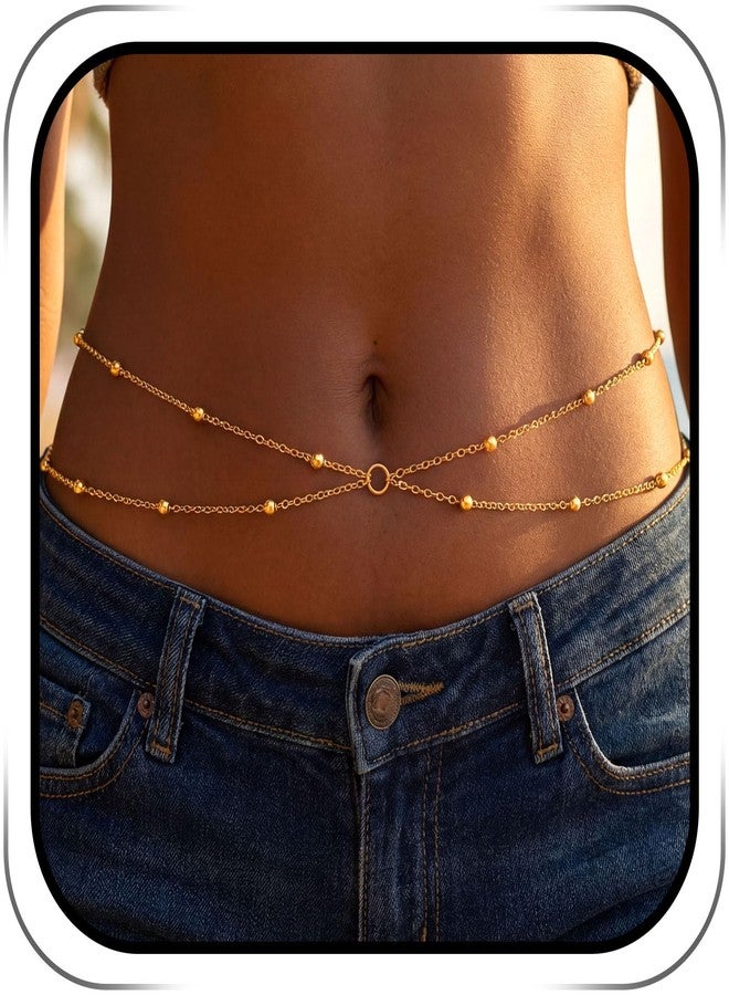 Fstrend Gold Waist Chain, Fashion Adjustable Pearl Body Chains, Beach Accessories for Women (B) - Image 1
