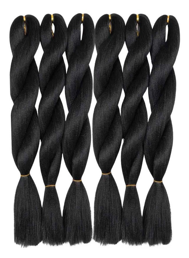 FCHLHFC Kinky Straight Vixen Crochet hair 18Inch Natural Black Color Yaki Kinky Straight 6 Bundles Hair Extension Premium Synthetic Fibers For Black Women (1B# 18Inch） - Image 1