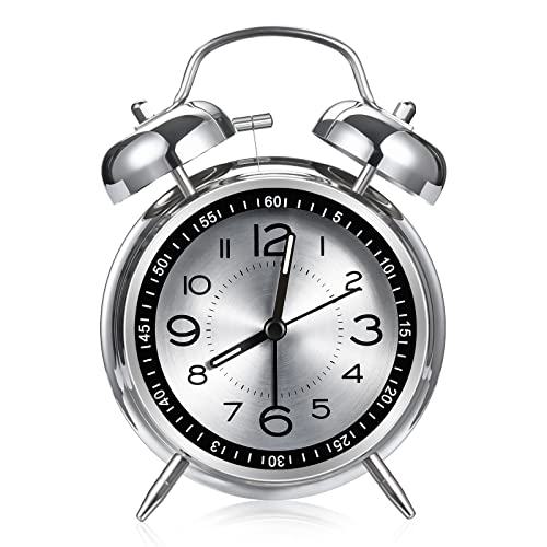 Cadmos Loud Alarm Clock for Heavy Sleepers Adults,Retro 4 Inch Silent Non-Ticking Quartz with Backlight,Twin Bell Analog Kids Alarm Clocks for Bedrooms Bedside (Black) - Image 2