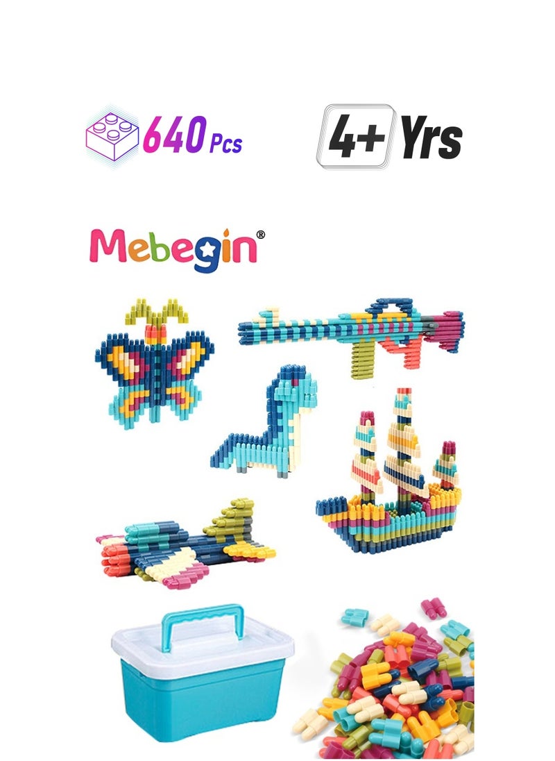 MEBEGIN 640PCS DIY Building Blocks Set, Construction Toy with Storage Box, Learning Assembly Playset, Fun STEM Toy Set, Creative Educational Toy, Convenient Storage and Transportation  - Image 1