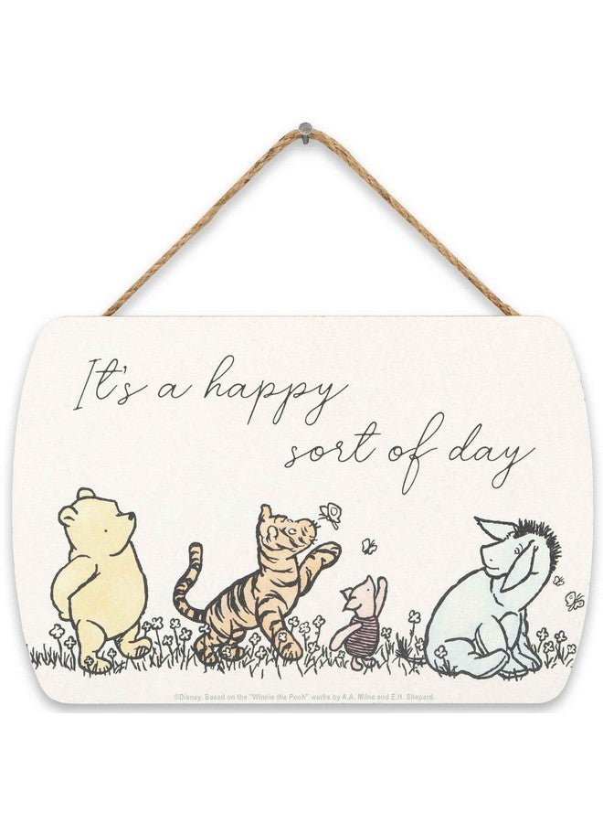 Open Road Brands ديزني ويني ذا بوه وأصدقائه ديكور حائط خشبي معلق ليوم سعيد - لافتة عتيقة لويني ذا بوه لغرفة النوم أو الحضانة - Image 1