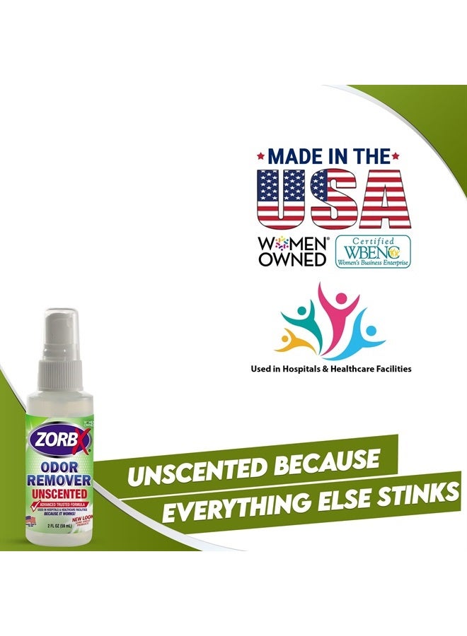 ZORBX Unscented Mini Odor Eliminator Spray – Used in Hospitals & Healthcare Facilities | Advanced Trusted Formula | Tag Along, Lightweight and Travel-Friendly Odor Remover - 2 Oz Each [Pack of 5] - Image 3