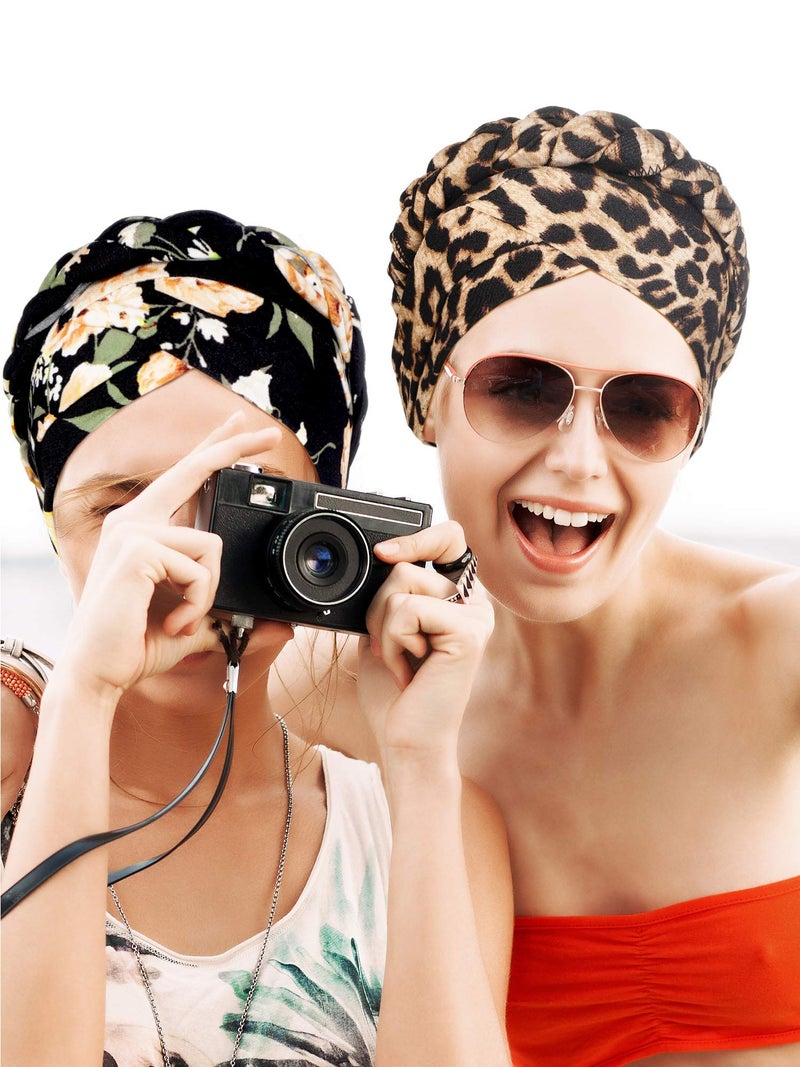 SATINIOR 3 Pcs African Women Turban Caps Beanie Twist Headscarf Pre Tied Twisted Hair Covered Hat for Women - Image 4