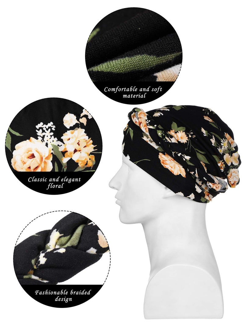 SATINIOR 3 Pcs African Women Turban Caps Beanie Twist Headscarf Pre Tied Twisted Hair Covered Hat for Women - Image 3
