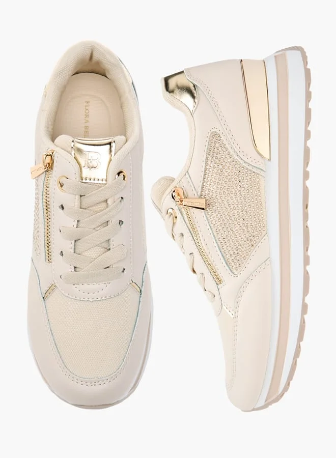 Flora Bella By Shoexpress Women Panelled Sneakers with Lace-Up Closure