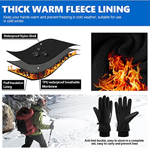 Gustave® GUESTAVE Gloves for Men Winter Wear Women Winter Gloves Warm Bike Riding Gloves Touch Screen Finger Microfiber Anti-Slip Design Windproof Waterproof Snow Ski Gloves - Image 2