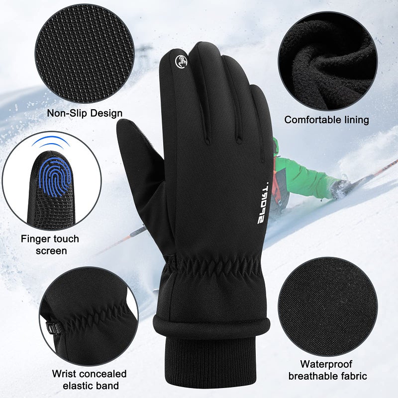 Gustave® GUESTAVE Gloves for Men Winter Wear Women Winter Gloves Warm Bike Riding Gloves Touch Screen Finger Microfiber Anti-Slip Design Windproof Waterproof Snow Ski Gloves - Image 3