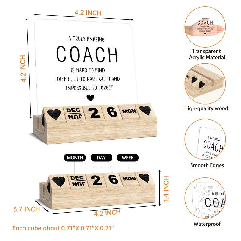 Ythuil Inspirational Gifts Calendar - Thank You Appreciation Gifts for Women Man, Wooden Block Calendar Desk Sign for Friends Coworker Employee Staff Manager Teacher Motivational Office Decor Accessories - Image 2