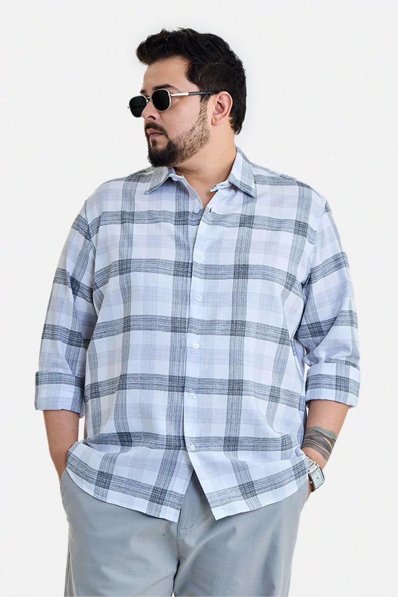 SNITCH White Checkered Long Sleeve Regular Fit Plus Size Shirt