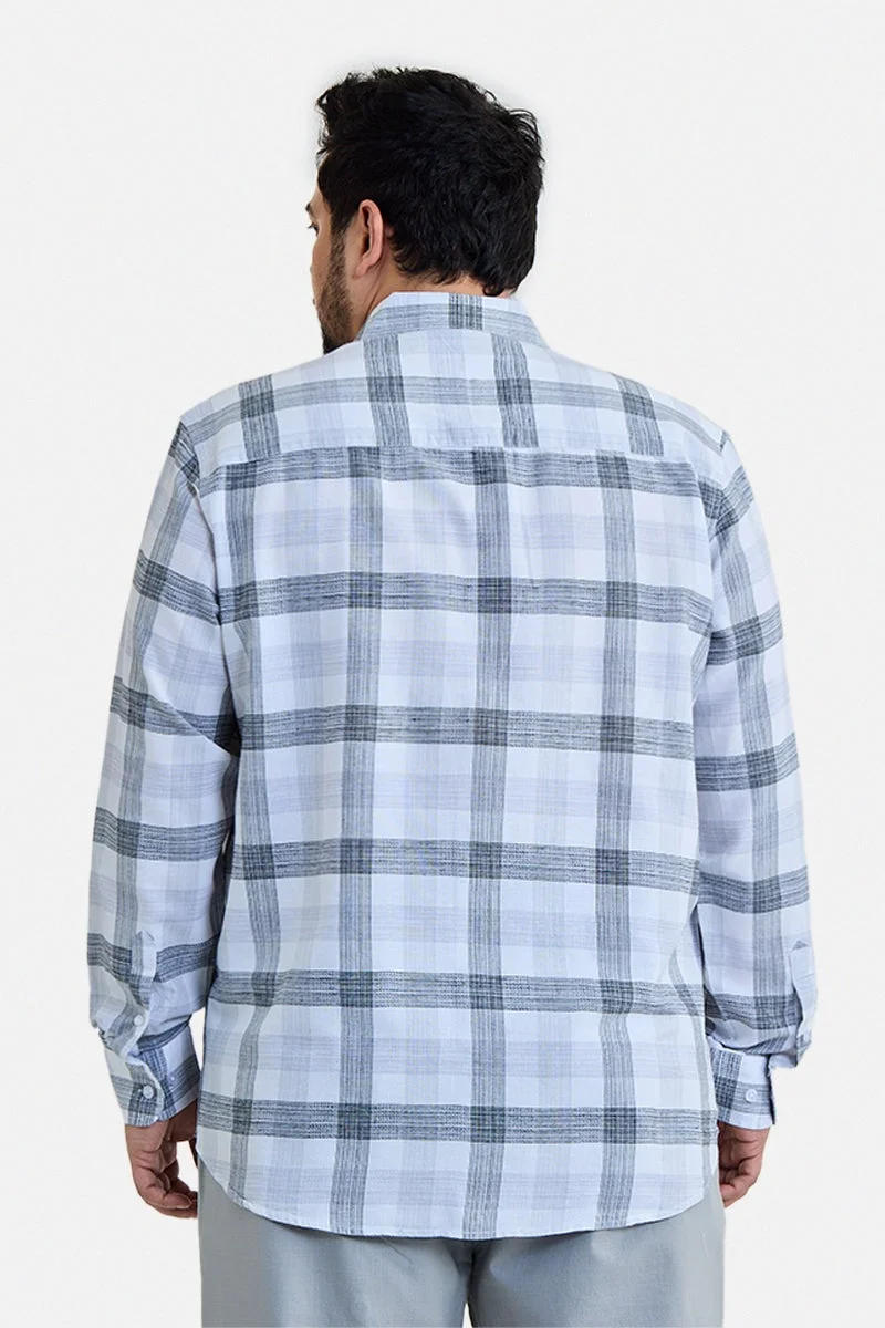 SNITCH White White Checkered Long Sleeve Regular Fit Plus Size Shirt for Men | Best Price UAE