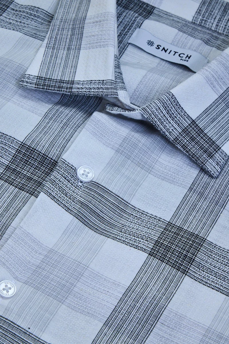 SNITCH White White Checkered Long Sleeve Regular Fit Plus Size Shirt for Men | Best Price UAE