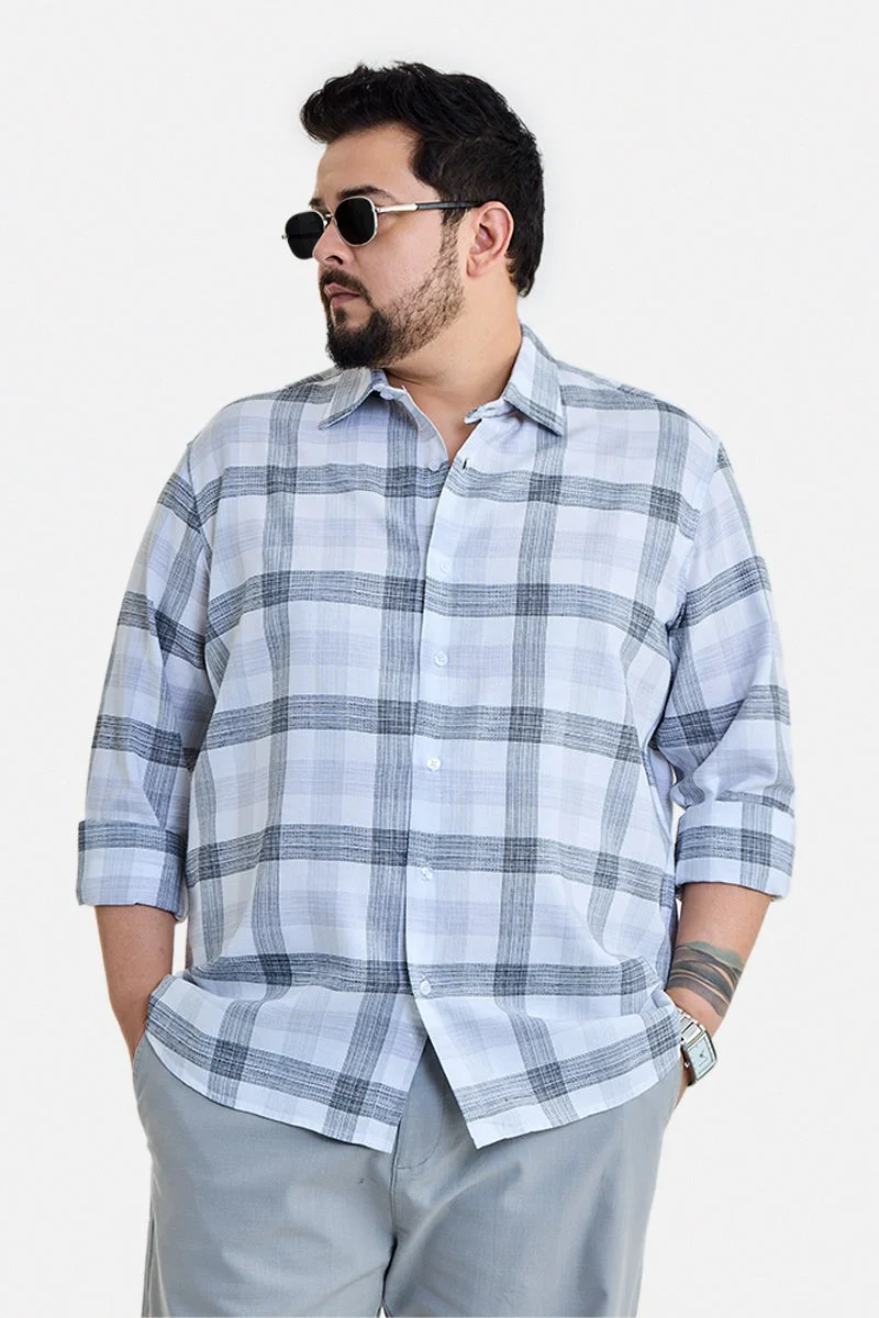 SNITCH White White Checkered Long Sleeve Regular Fit Plus Size Shirt for Men | Best Price UAE