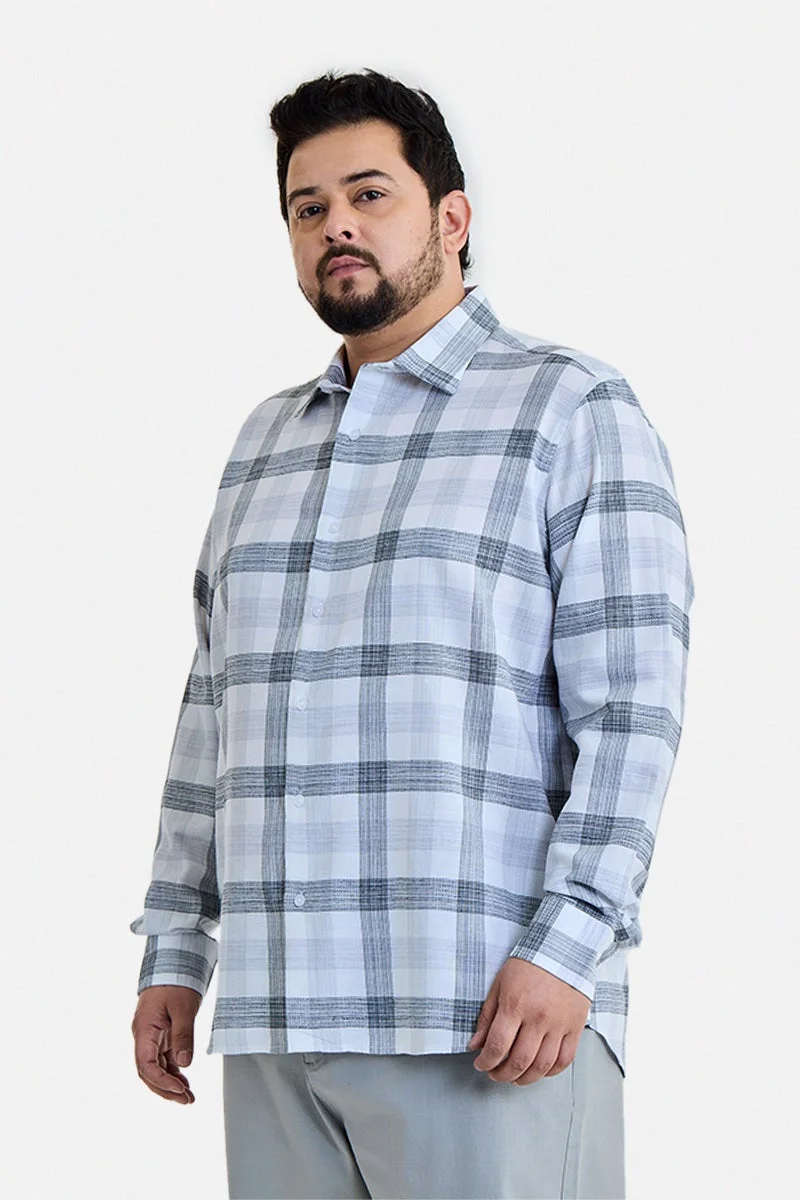 SNITCH White White Checkered Long Sleeve Regular Fit Plus Size Shirt for Men | Best Price UAE