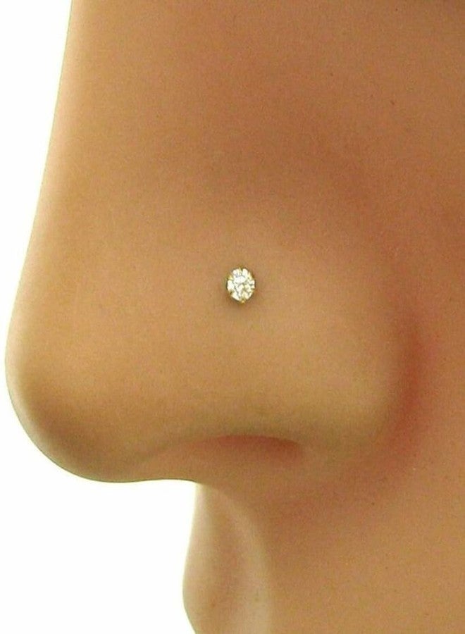 RENU CREATION Cubic Zirconia Stainless Steel Nose Stud Silver - Image 1