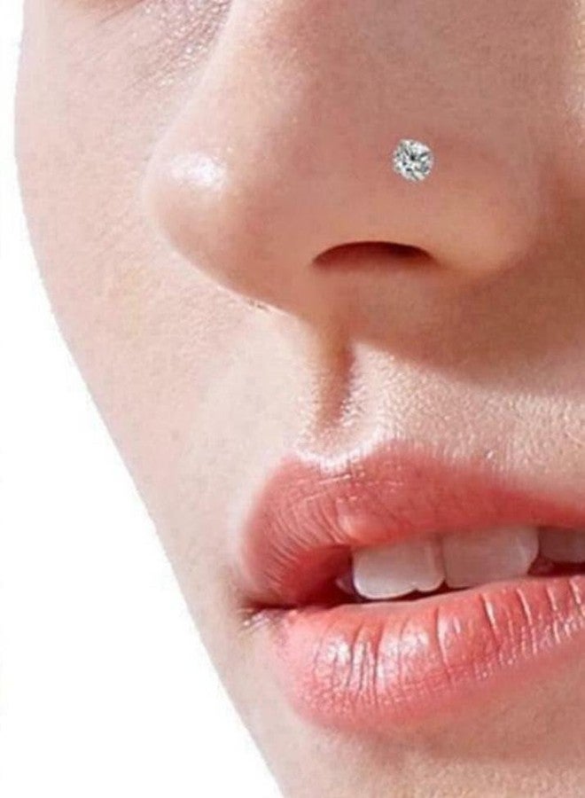 RENU CREATION Cubic Zirconia Stainless Steel Nose Stud Silver - Image 4