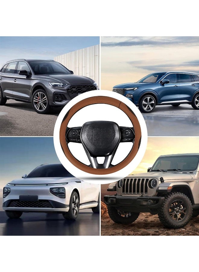 MOB SW322 Steering Wheel Cover Medium Size 37-38cm  Premium Leather Car Steering Cover Anti-Slip, Breathable, Durable, Sweat-Absorbing, Universal Fit for Cars, SUVs, Trucks - Image 3