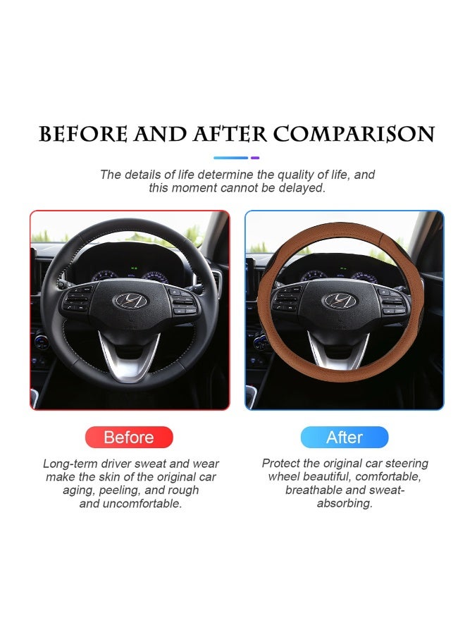 MOB SW322 Steering Wheel Cover Medium Size 37-38cm  Premium Leather Car Steering Cover Anti-Slip, Breathable, Durable, Sweat-Absorbing, Universal Fit for Cars, SUVs, Trucks - Image 5