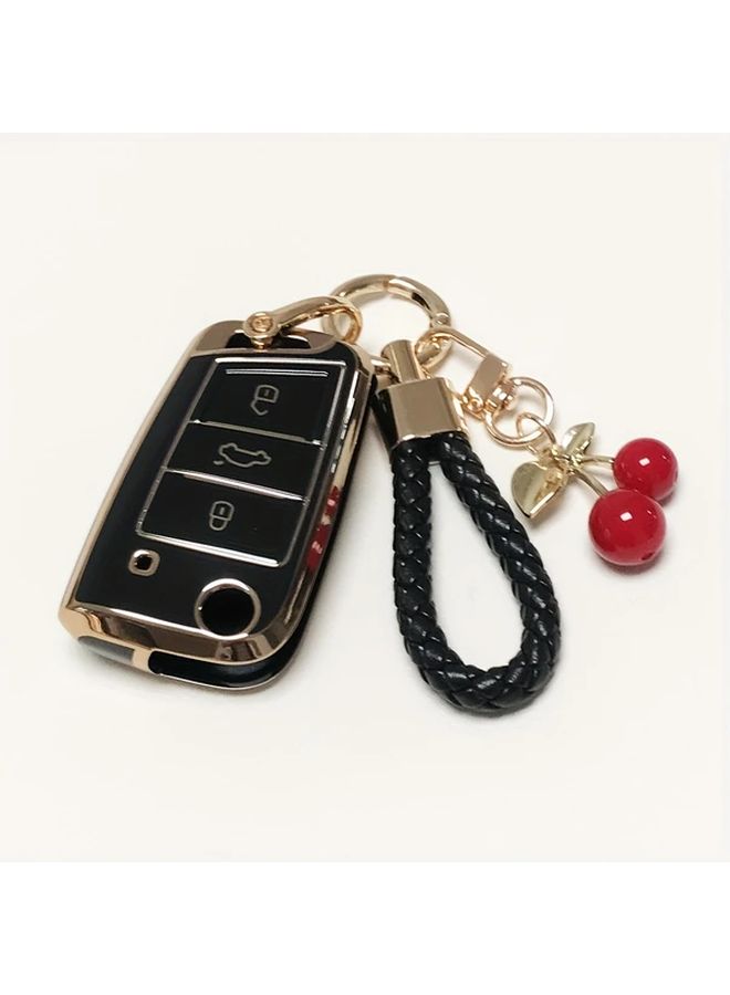 Key Fob Cover For Volkswagen Models Like Tiguan Golf GTI Atlas Jetta 3 Button Soft TPU Car Key Case With Keychain White - Image 3