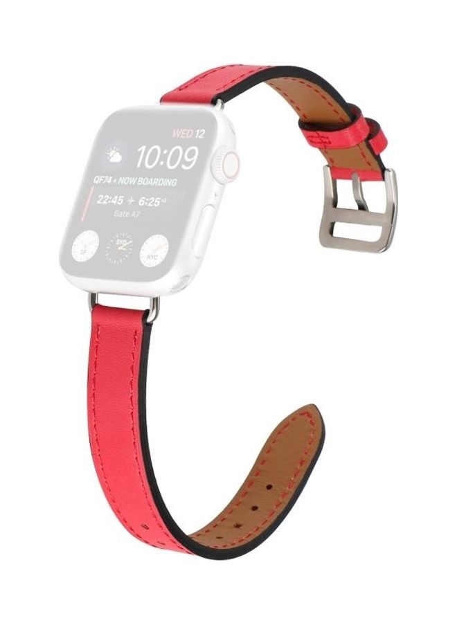 نيبمينينت سوار بديل من الجلد حلقي بتصميم برغي مقاس 14 مم لساعة أبل سيريس 7/6/SE/5/4/3/2/1 42/44/45 أحمر - Image 1