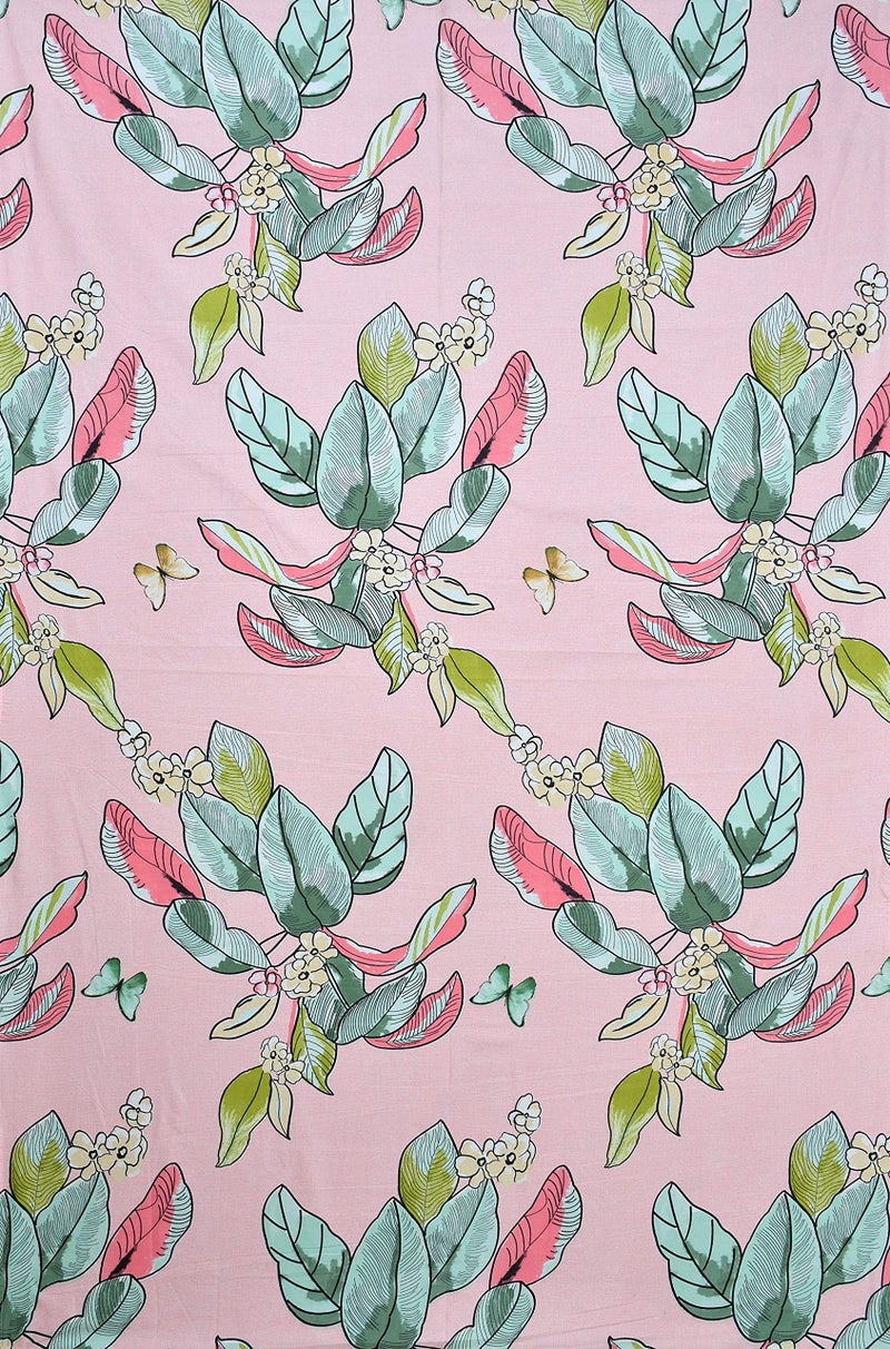 Castiqa Microfibre Unique Patterns Diwan Set Covers 8 Pieces Set of 1 Bedsheet 2 Bolsters and 5 Cushion Covers (Pink Butterfly) - Image 2