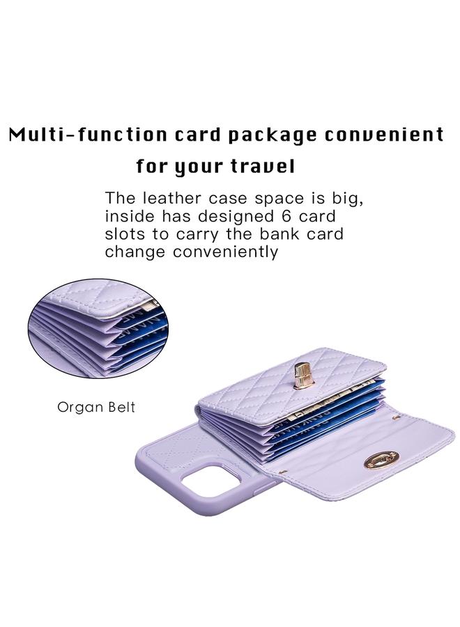 Zaboon Case For iPhone 11 Pro Max Horizontal Metal Buckle Wallet Rhombic Leather Phone Case - Image 4