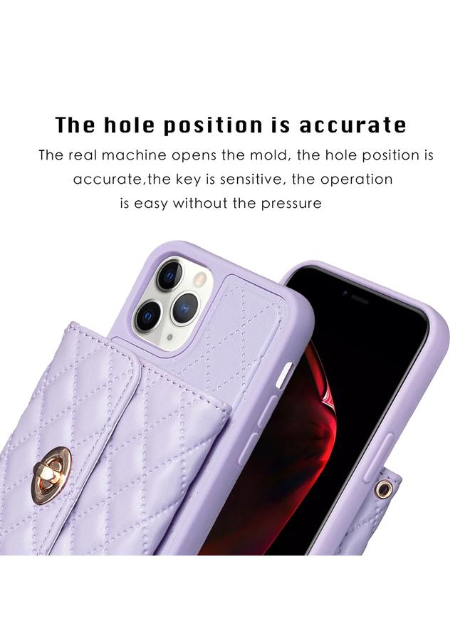 Zaboon Case For iPhone 11 Pro Max Horizontal Metal Buckle Wallet Rhombic Leather Phone Case - Image 3