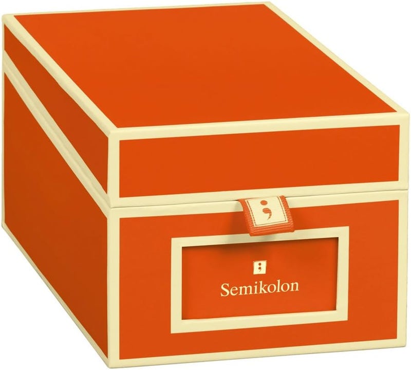 سيميكولون - Business Card Box with Alphabetical Tabs, Orange - Image 1