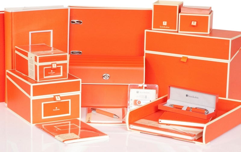 سيميكولون - Business Card Box with Alphabetical Tabs, Orange - Image 2