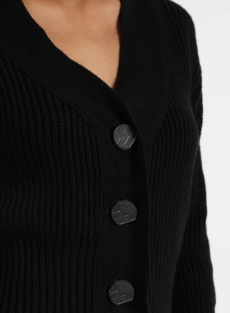 Campus Sutra Campus Sutra Women's Solid Ribbed Cropped Cardigan