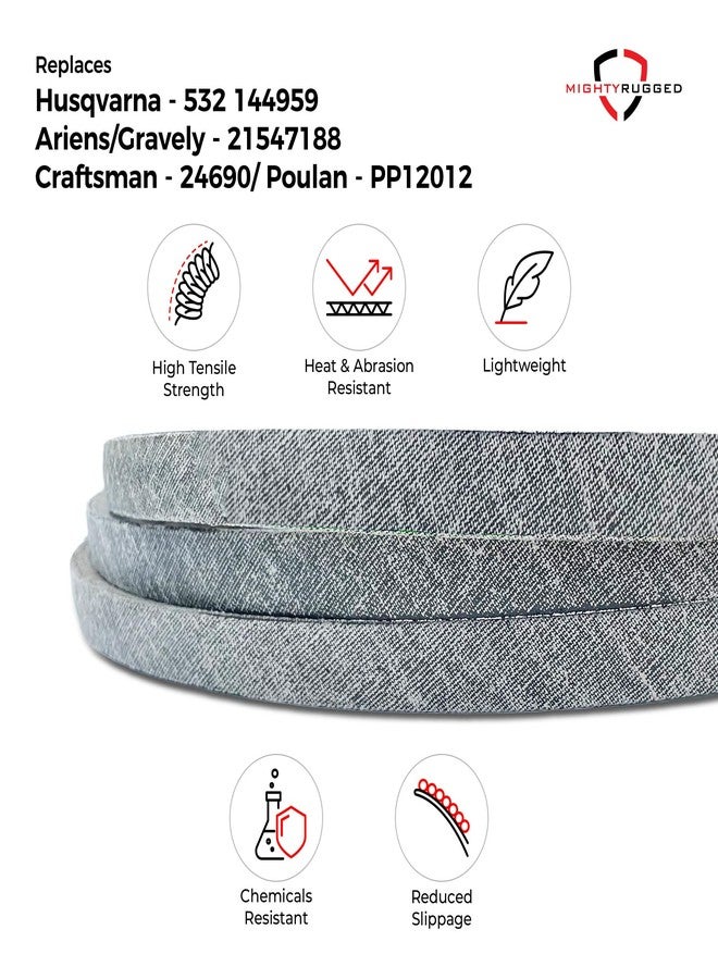 MightyRugged 144959 Craftsman Deck Belt Replacement - Belt Length 95.5" - Heavy-Duty, Durable, Aramid Cord Deck Belt for Craftsman LT1000, LT2000 - Replaces OEM Husqvarna 532 144959; Sears/Craftsman/AYP 144959 - Image 4