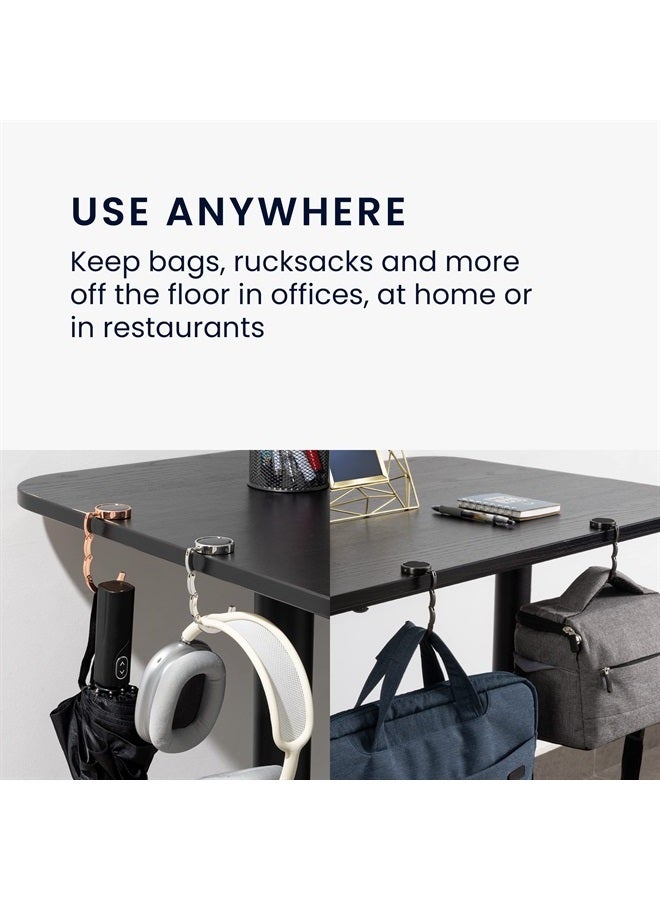 kwmobile Handbag Hooks for Tables - Set of 2 Folding Purse Hook Hangers - Portable Table Bag Holders for Restaurant Bar - Dark Blue/Black - Image 3