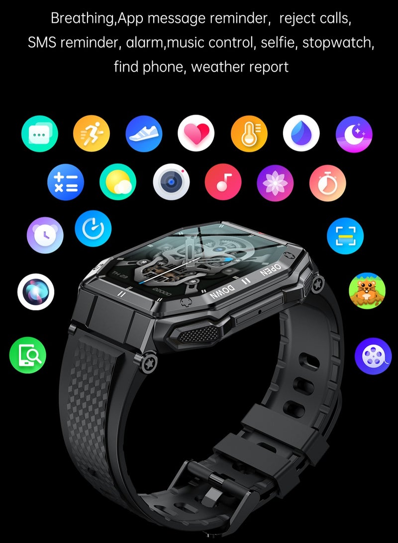Men's Smartwatch 1.85" IPS full Touch Screen Sports Fitness Tracker Heart Rate Sleep Monitor Waterproof Smart Watch for Men